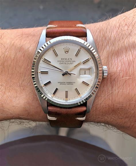 rolex datejust leather watch strap|vintage Rolex with leather strap.